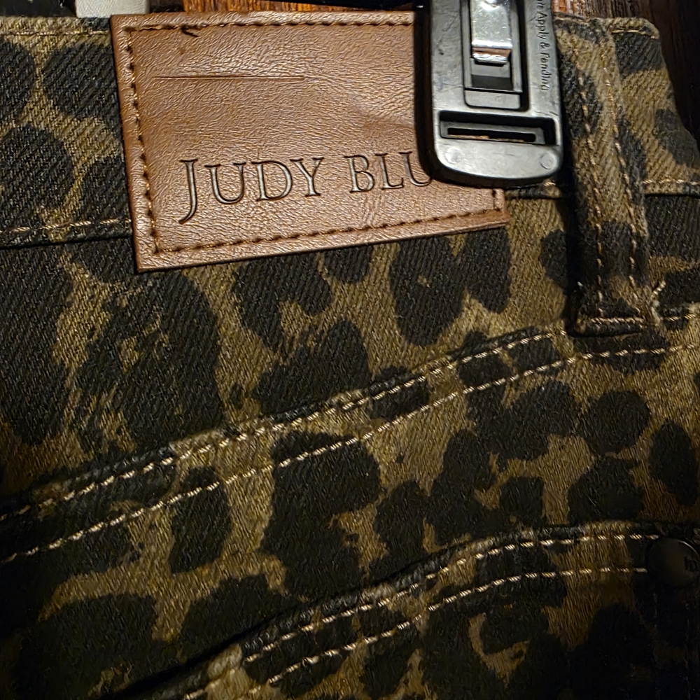 Judy Blue Brown and Black Animal Print Jeans Wide LEG